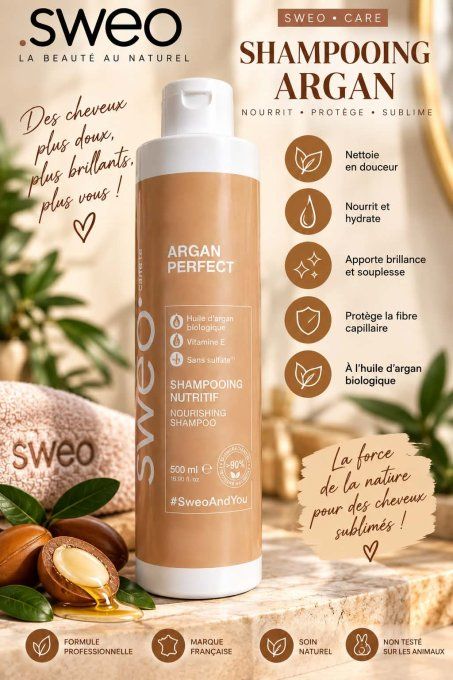 Shampoing Argan  500 ml Sweo -nutrition & douceur