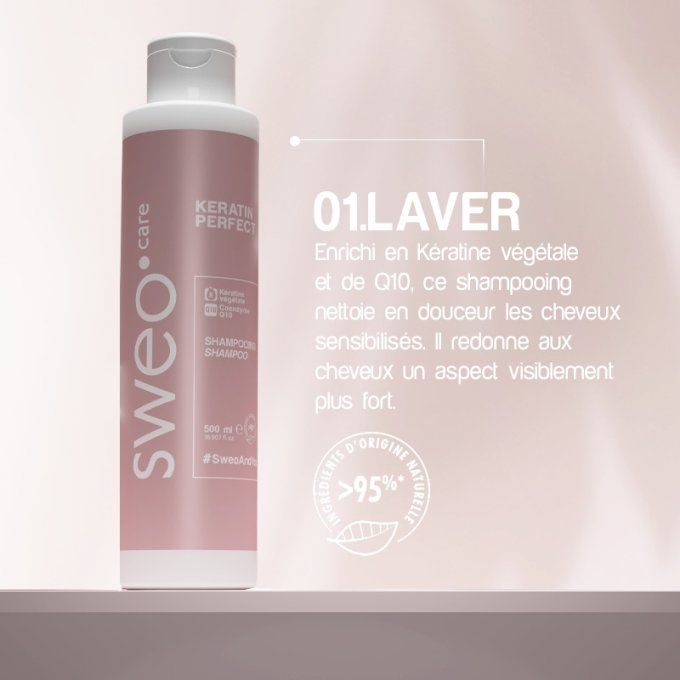 Shampoing Kératine Sweo 500 ml - réparation & lissage